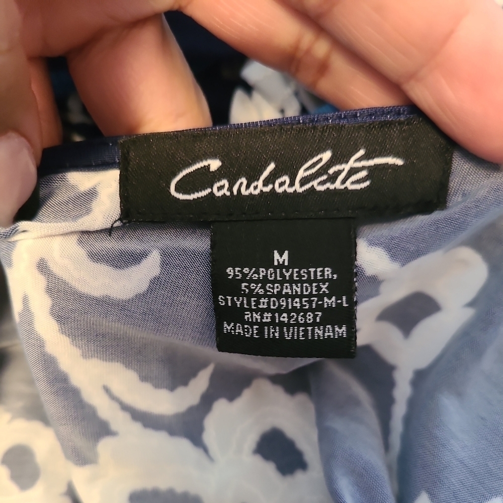 Candalite Textured Floral Maxi Dress Navy Blue Sleeveless - Picture 6 of 6